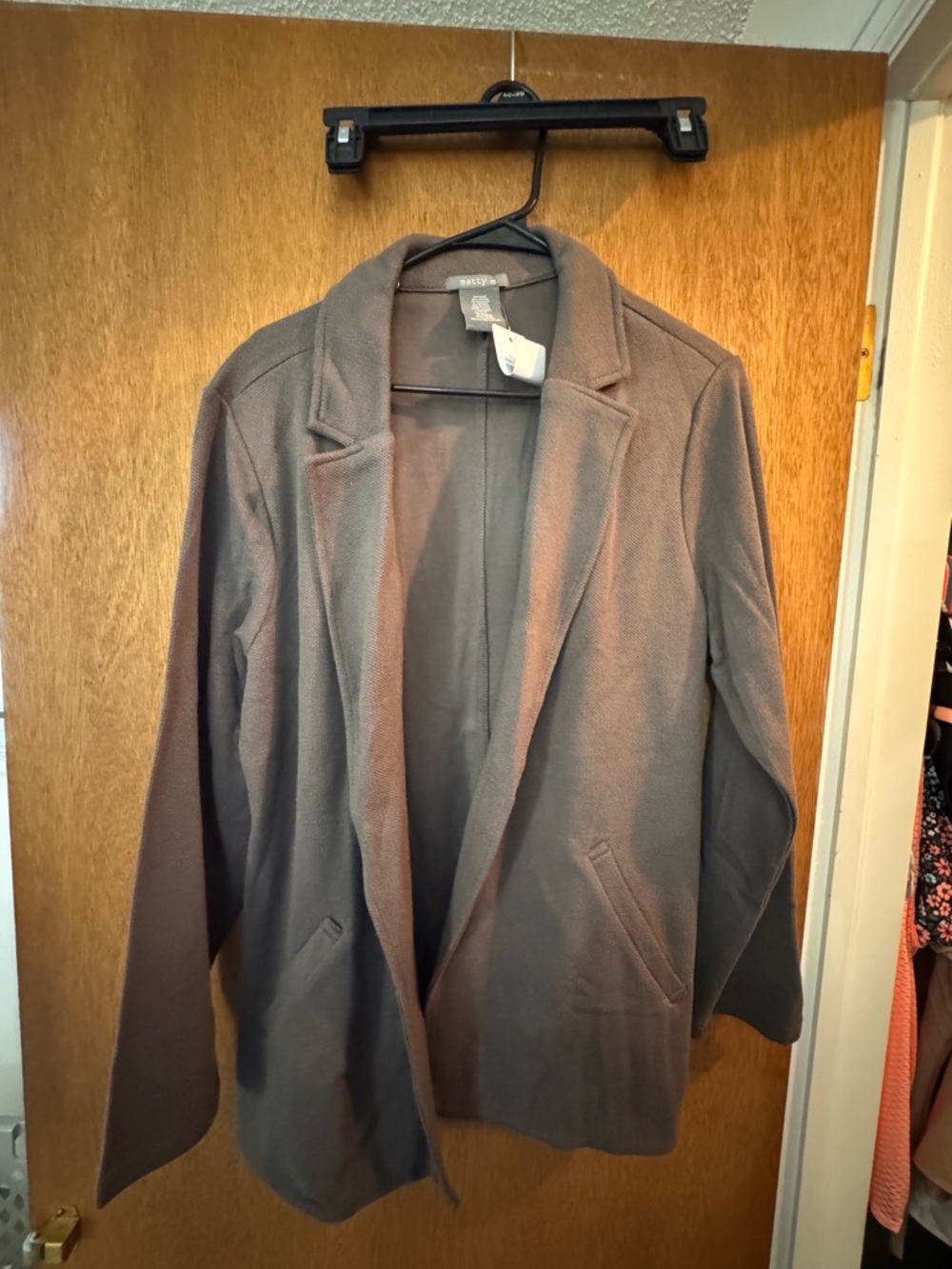 Matty M Pebble Open-Front Blazer in Taupe Gray